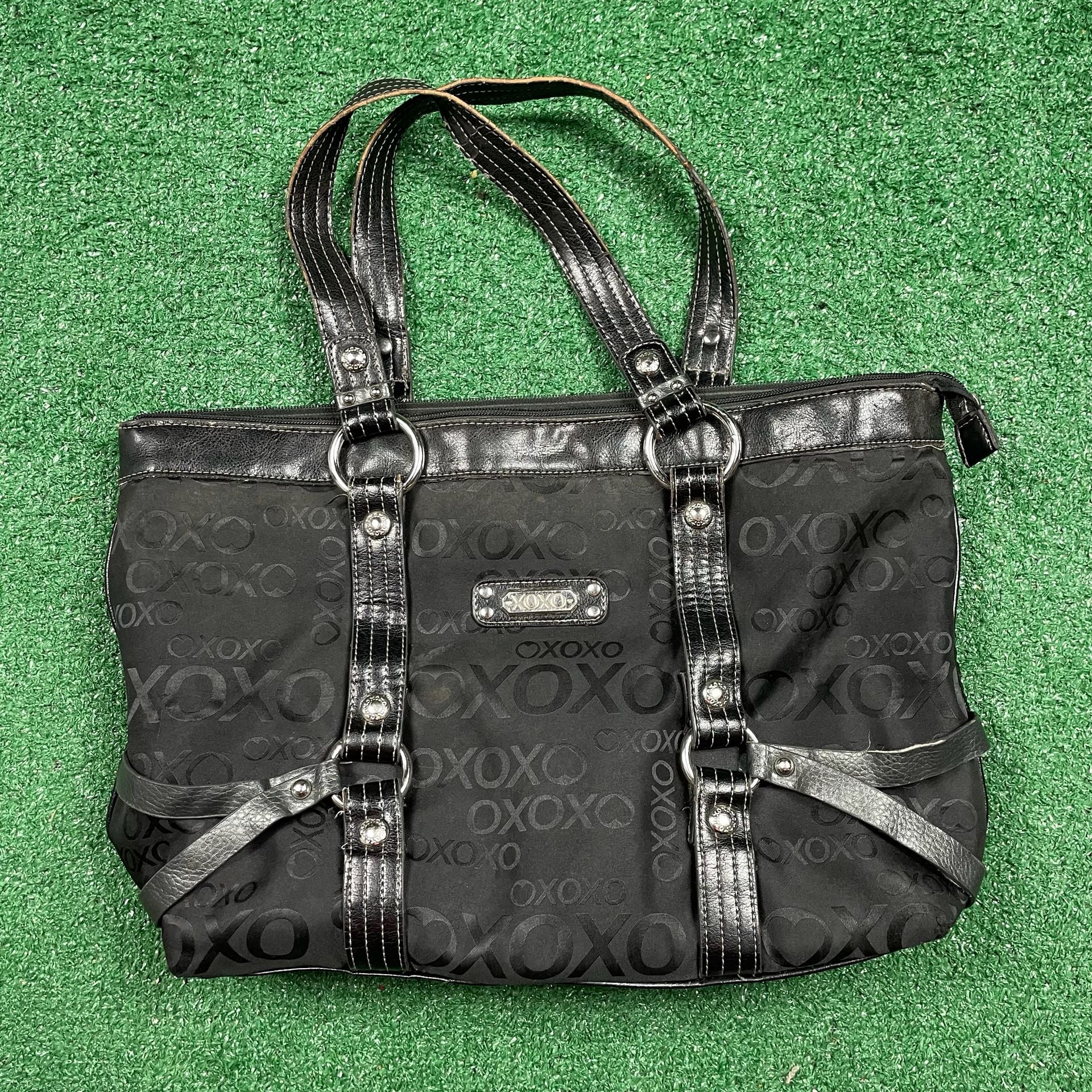 XOXO Black Monogram Jacquard Tote Handbag Y2K 2