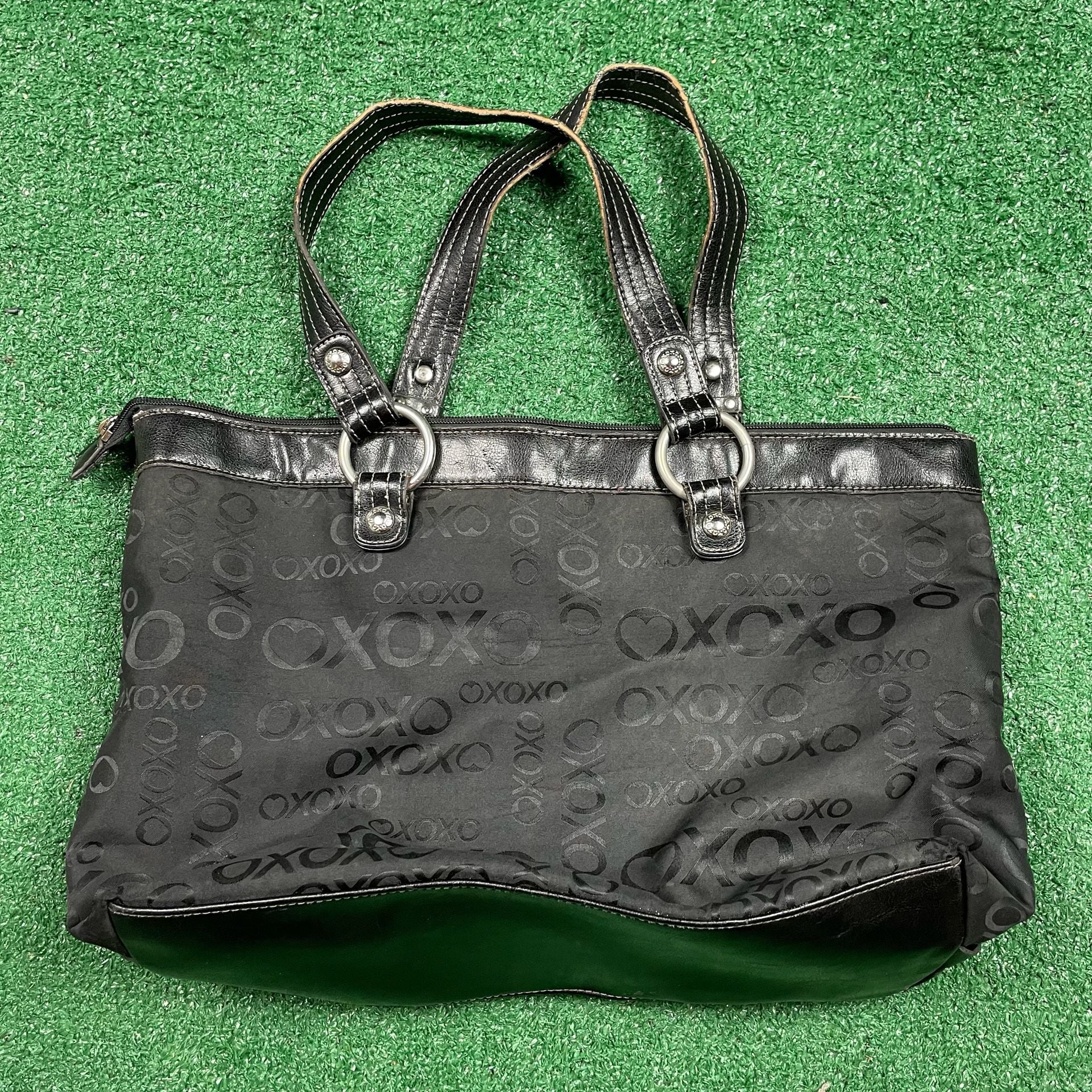 XOXO Black Monogram Jacquard Tote Handbag Y2K 3