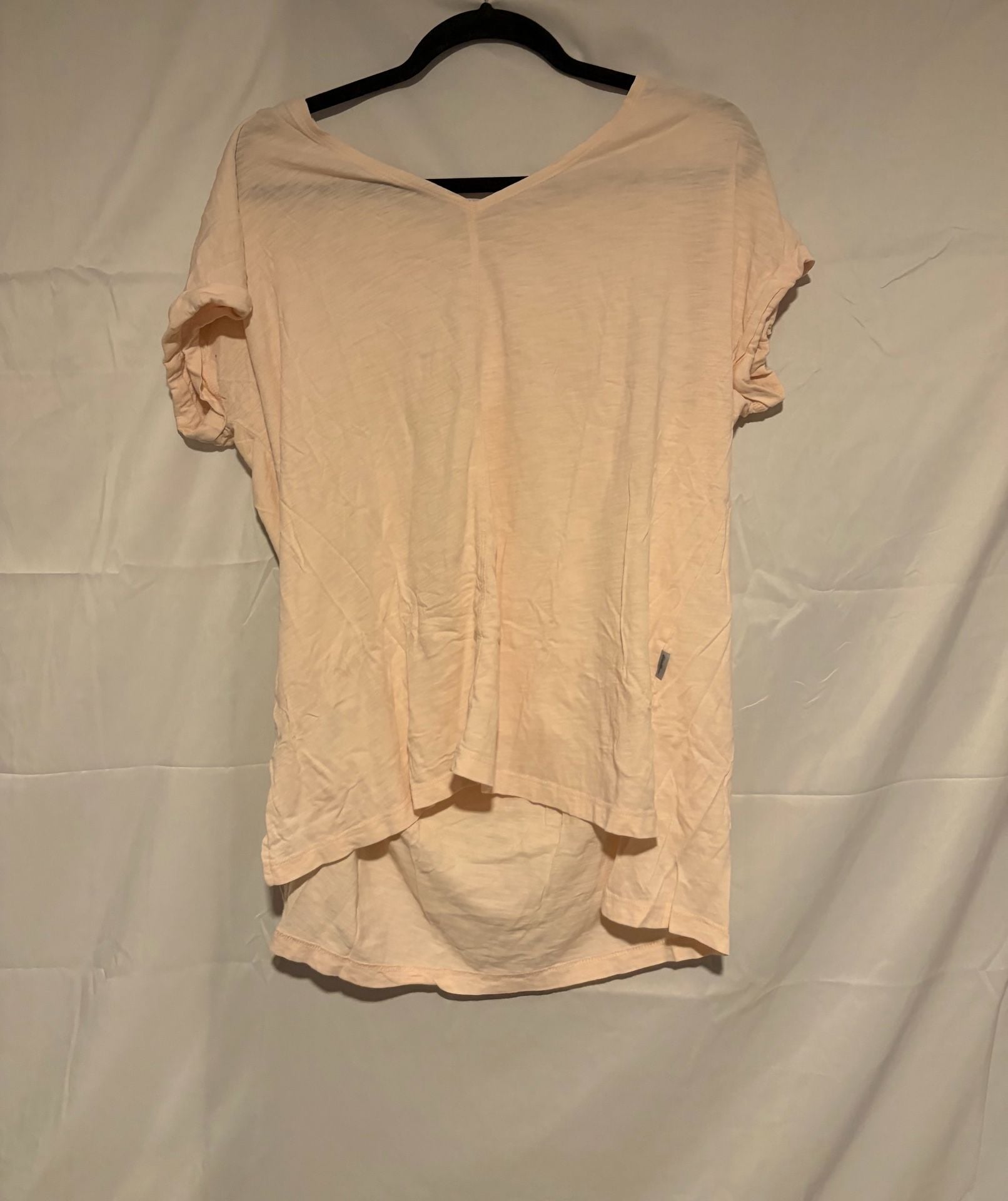 Eddie Bauer V-Neck T-Shirt Size XL Pink Slub Knit Rolled Sleeve 2