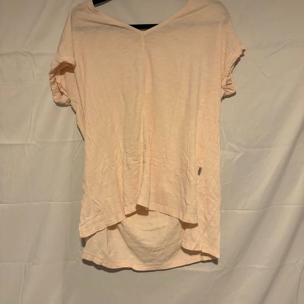 Eddie Bauer V-Neck T-Shirt Size XL Pink Slub Knit Rolled Sleeve