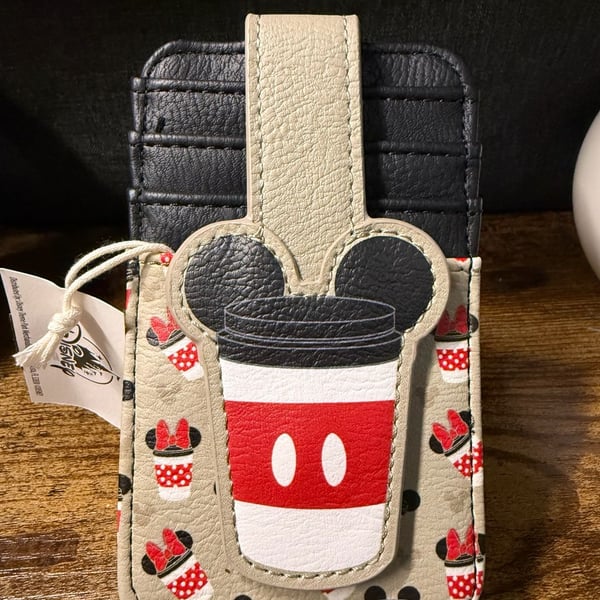 Disney Parks Mickey And Minnie Coffee Cup Card Wallet New