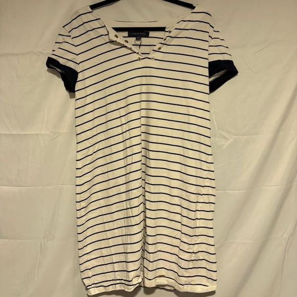 Tommy Hilfiger Striped T-Shirt Dress Size L White Navy