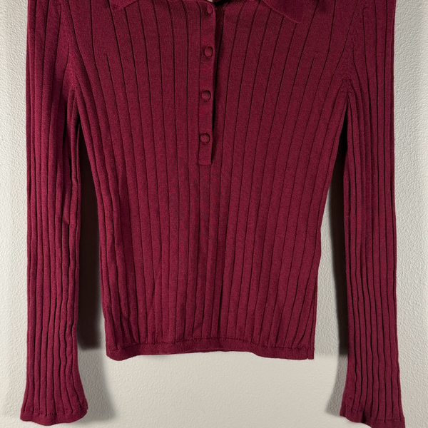 Banana Republic Extra Fine Merino Ribbed Polo Sweater Size Xs Petite