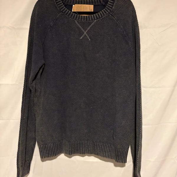 Eight Bells Crewneck Sweater Size M Washed Navy Knit Pullover