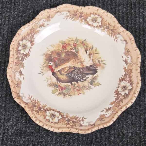 Cracker Barrel Woodland Turkey Salad Plate Size 8.5 Susan Winget
