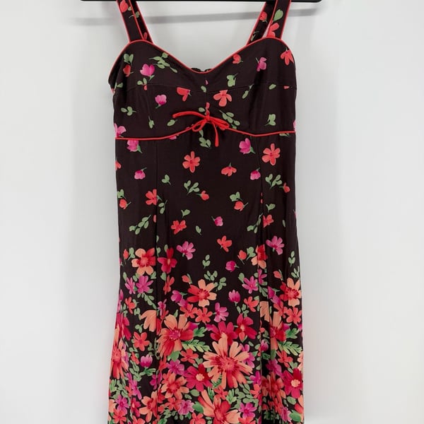 R&K Originals Vintage 90s Floral Dress Size 10 Convertible Halter Y2K