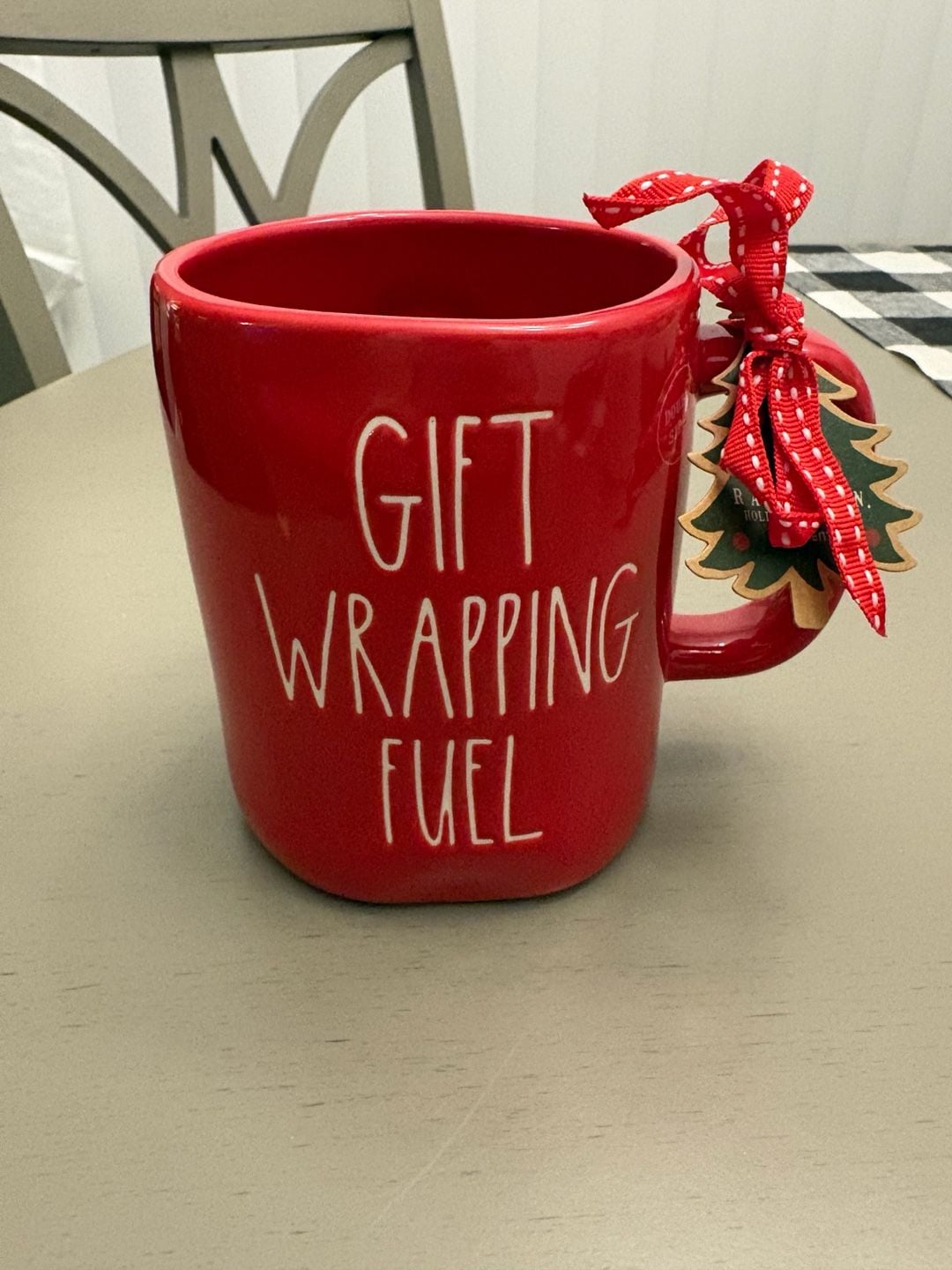 Rae Dunn Gift Wrapping Fuel Christmas Tree Mug Red Ceramic 1