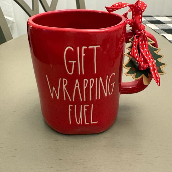 Rae Dunn Gift Wrapping Fuel Christmas Tree Mug Red Ceramic