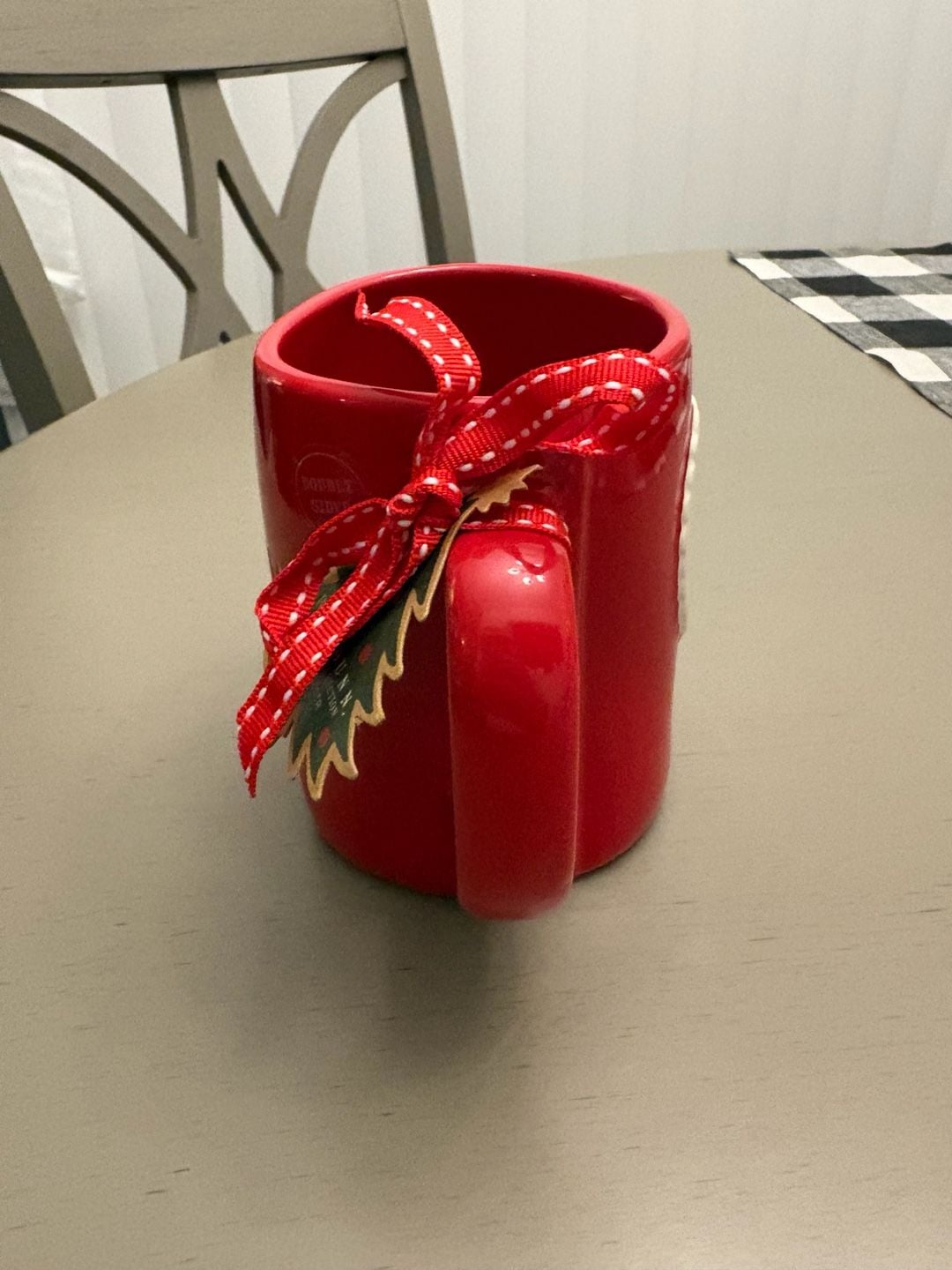 Rae Dunn Gift Wrapping Fuel Christmas Tree Mug Red Ceramic 2