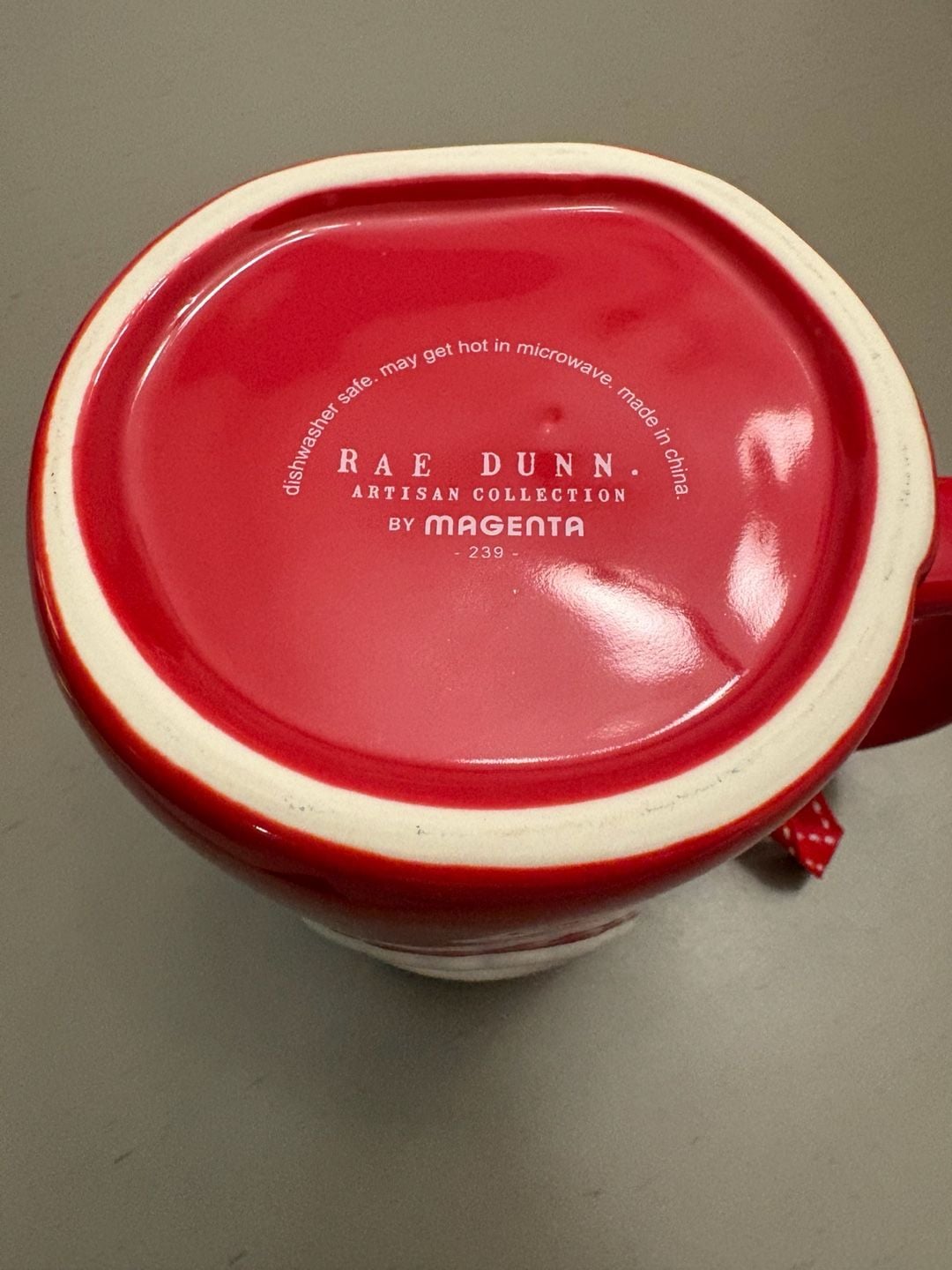 Rae Dunn Gift Wrapping Fuel Christmas Tree Mug Red Ceramic 5