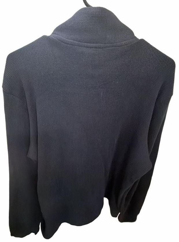 English Laundry Quarter Zip Pullover Sweater Size M Navy Blue Waffle Knit 7