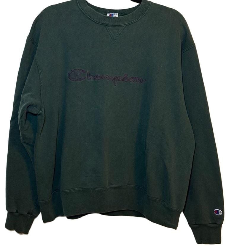 Vintage 90s Champion Reverse Weave Crewneck Sweatshirt Dark Green XL 2