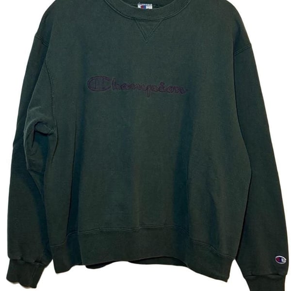 Vintage 90s Champion Reverse Weave Crewneck Sweatshirt Dark Green XL 