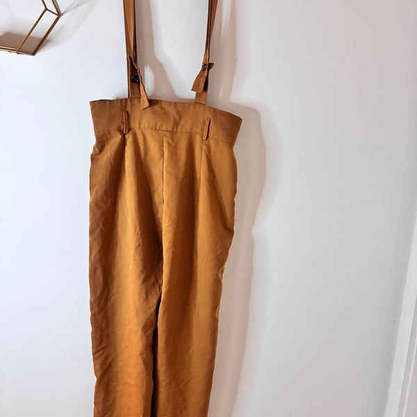 Women’s Brown/Camel High Waisted Suspender Pants Size L