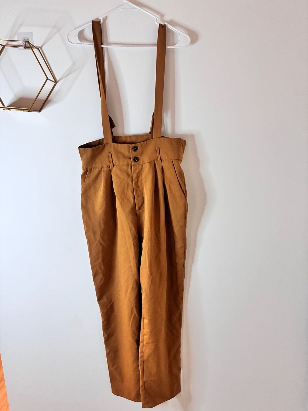 Women’s Brown/Camel High Waisted Suspender Pants Size L 4