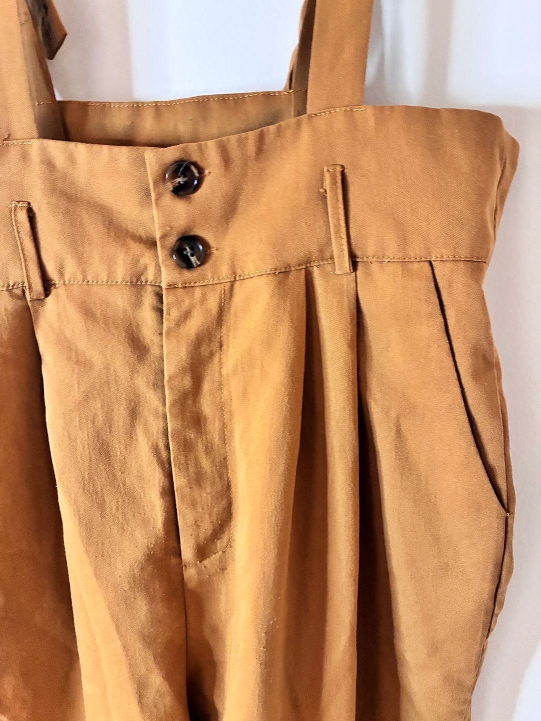 Women’s Brown/Camel High Waisted Suspender Pants Size L 5