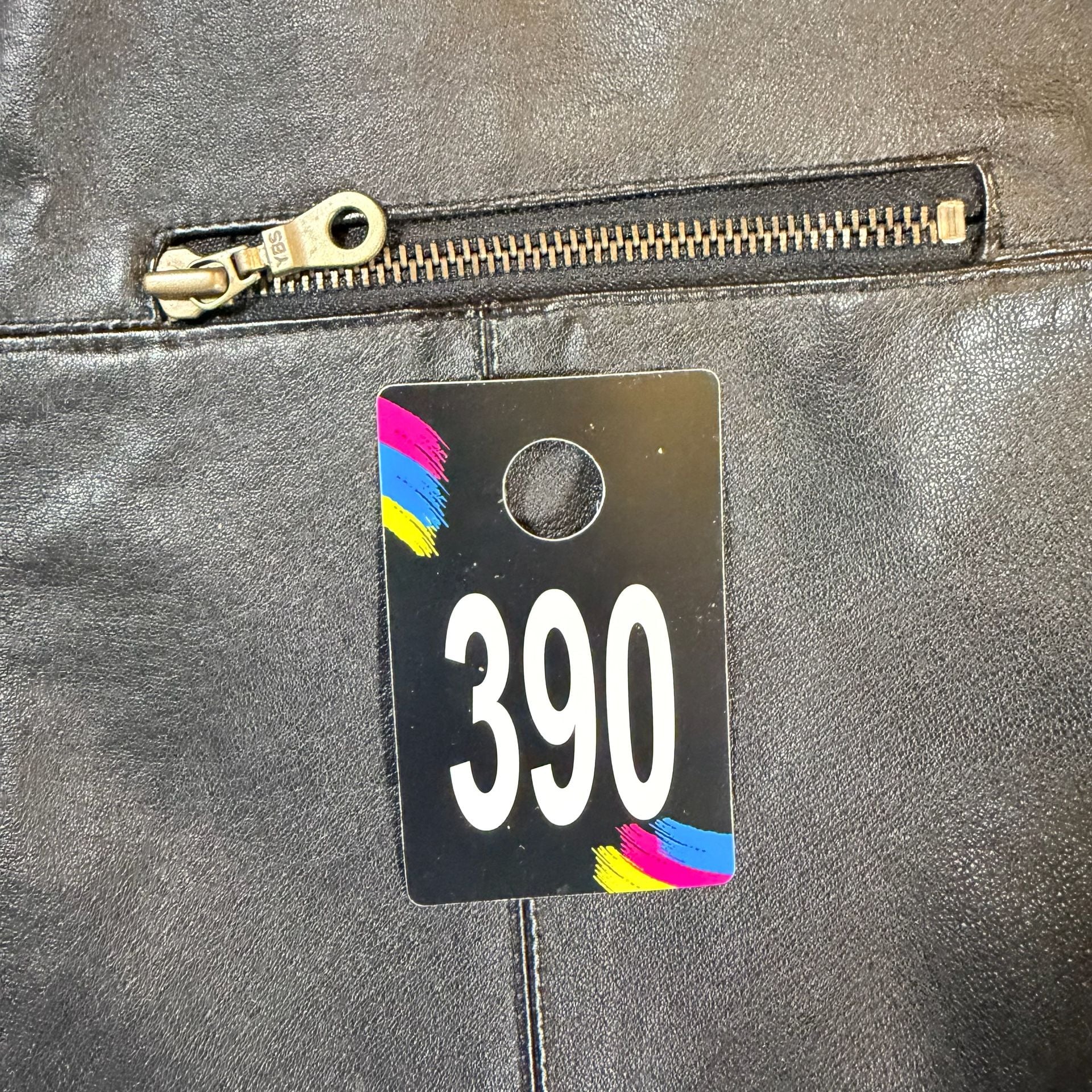 KC Collection Leather Jacket Size Small Black Moto Zip Pocket Buckle 9