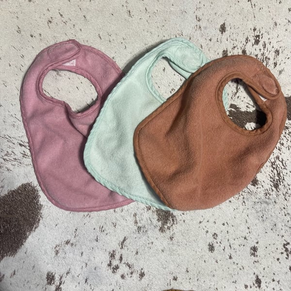 Cloud Island Baby Bib Size 0-36M Multi Terry Cloth Side Snap Set of 3