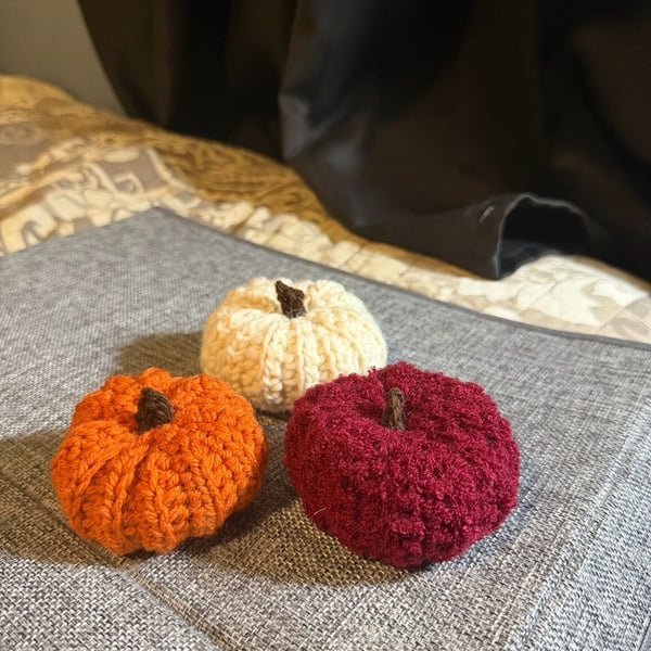 Handmade Crochet Pumpkin Set Fall Decor
