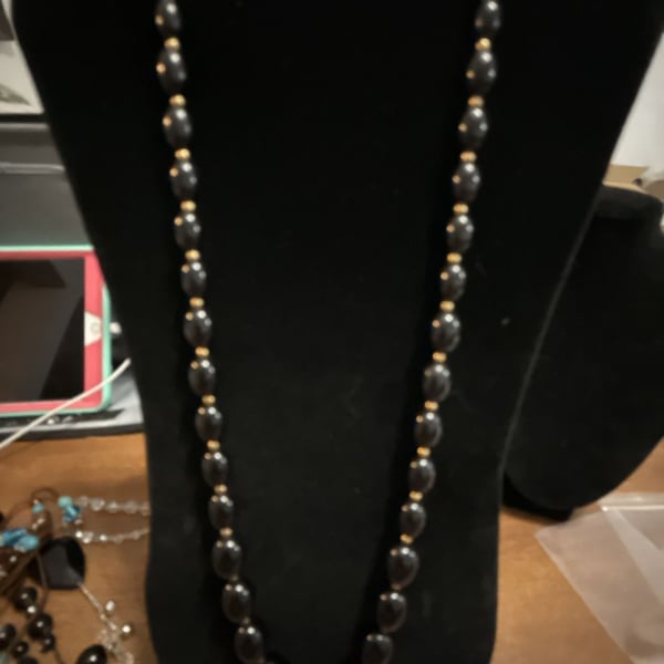 Monet Black And Gold Beaded Graduated Necklace