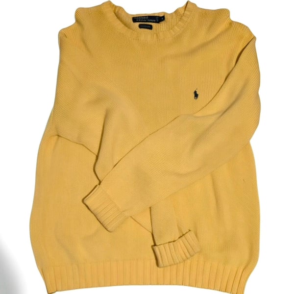 Vintage Polo Ralph Lauren Cotton Sweater Size M Yellow Crewneck