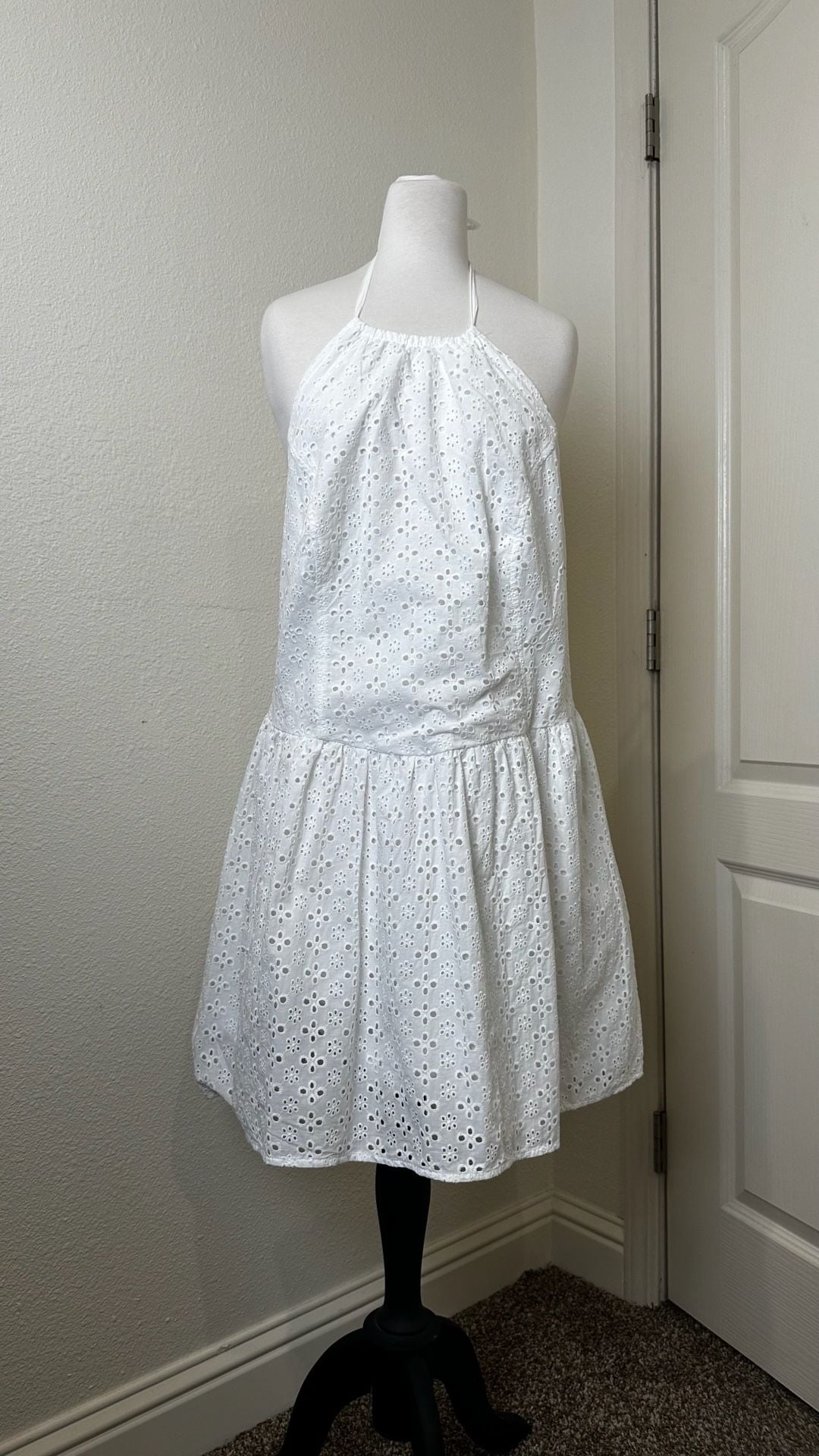 Wild Fable Halter Eyelet Mini Dress Size XXL White Cotton 2
