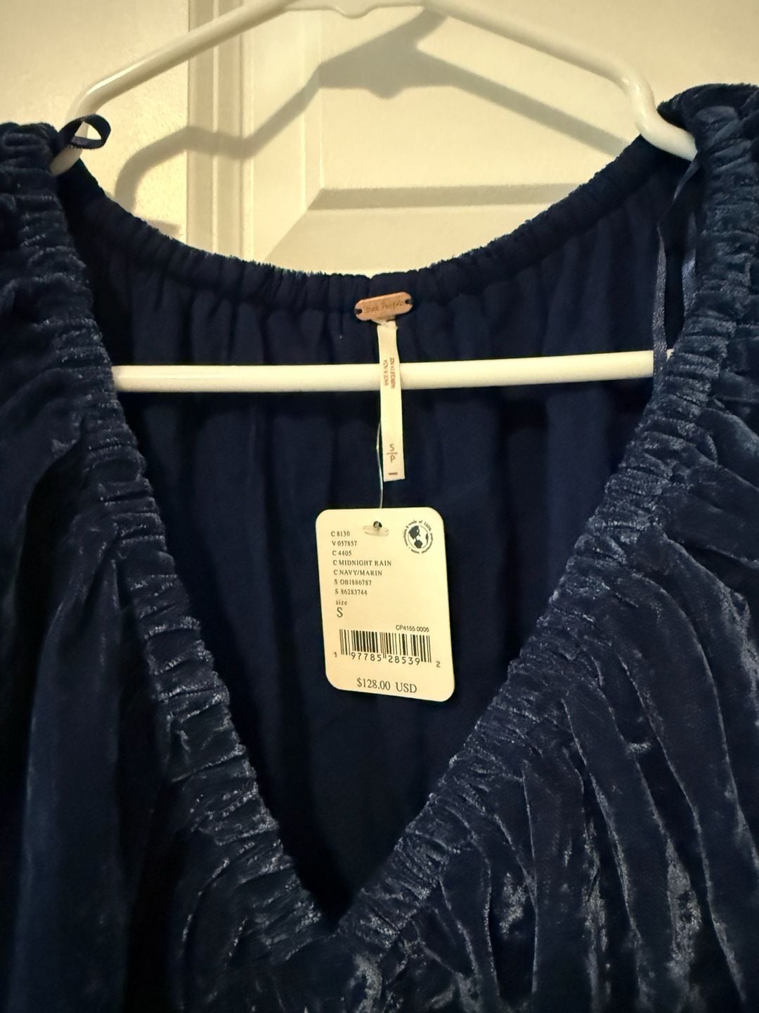 NWT Free People Portia Velvet Mini Dress Midnight Rain Size S 7