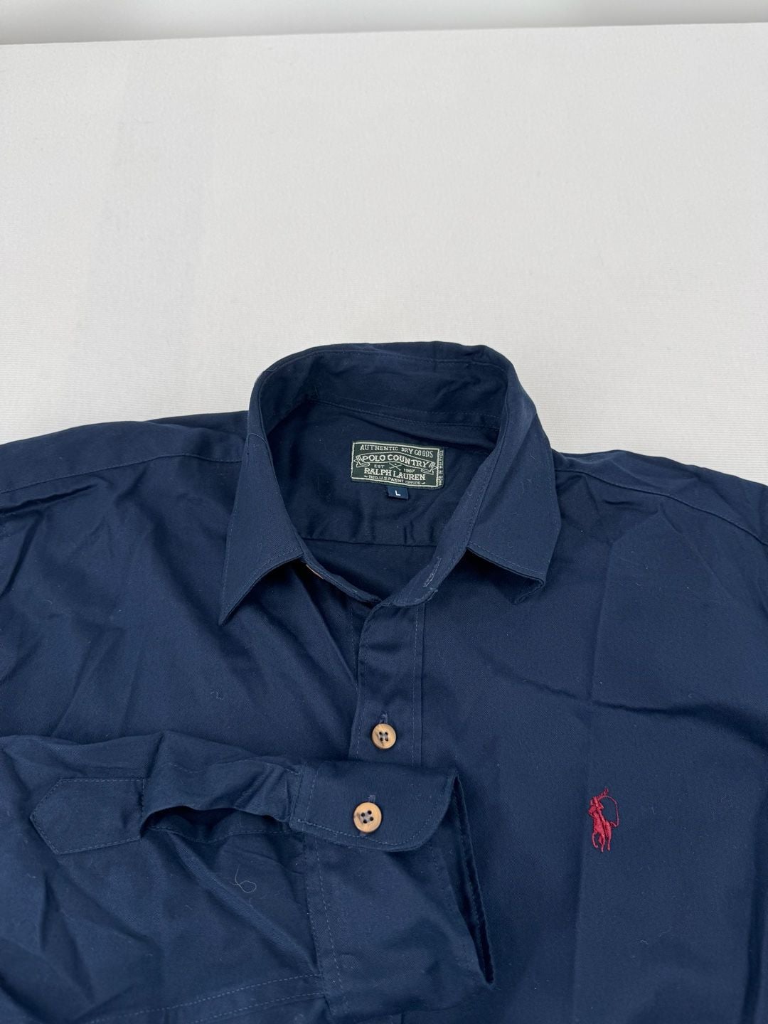 Vintage Polo Country Ralph Lauren Button-Down Shirt Size L Navy Long Sleeve 2
