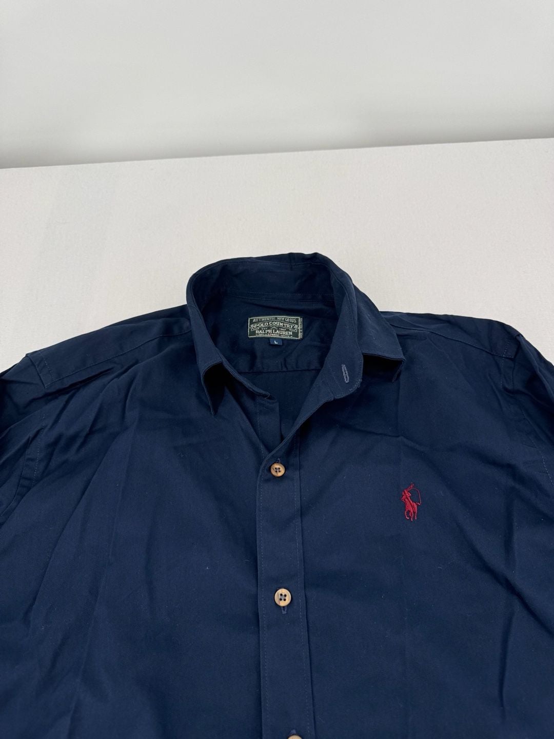 Vintage Polo Country Ralph Lauren Button-Down Shirt Size L Navy Long Sleeve 8