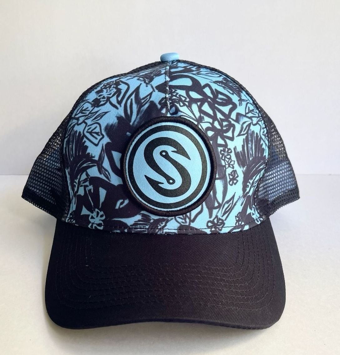 Scales Hook Stitch Trucker Hat Snapback Blue Black 2