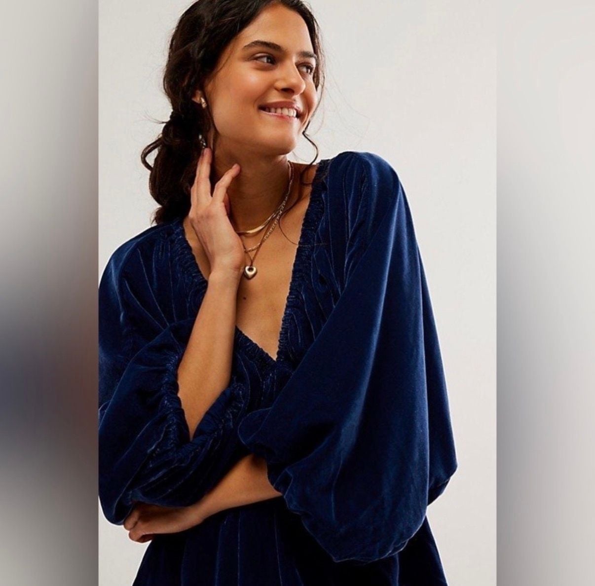 NWT Free People Portia Velvet Mini Dress Midnight Rain Size S 3