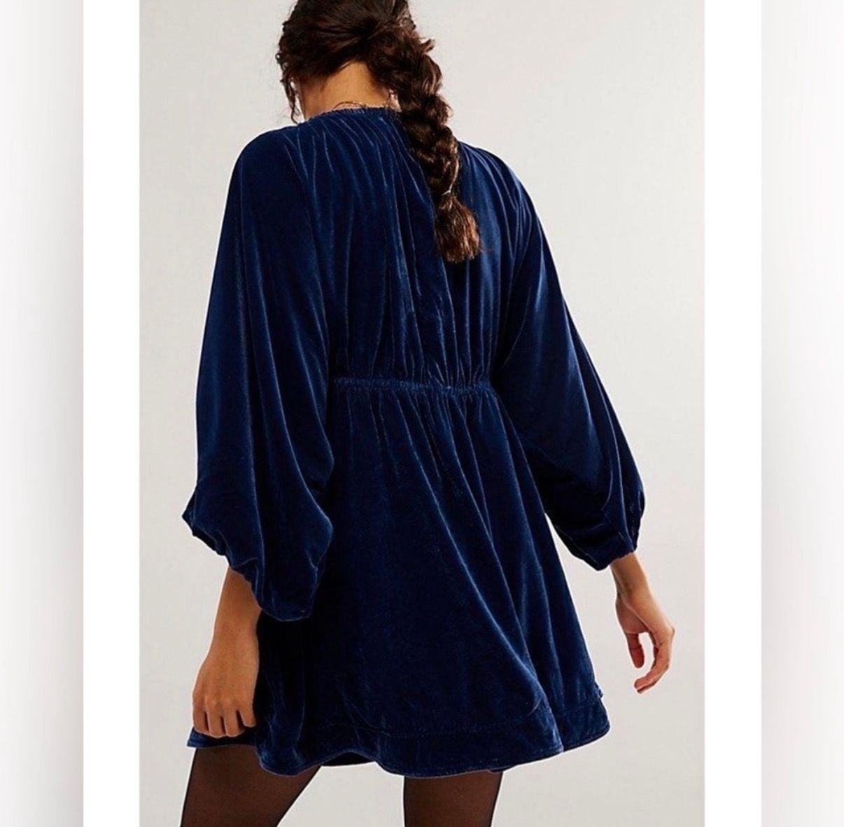 NWT Free People Portia Velvet Mini Dress Midnight Rain Size S 4