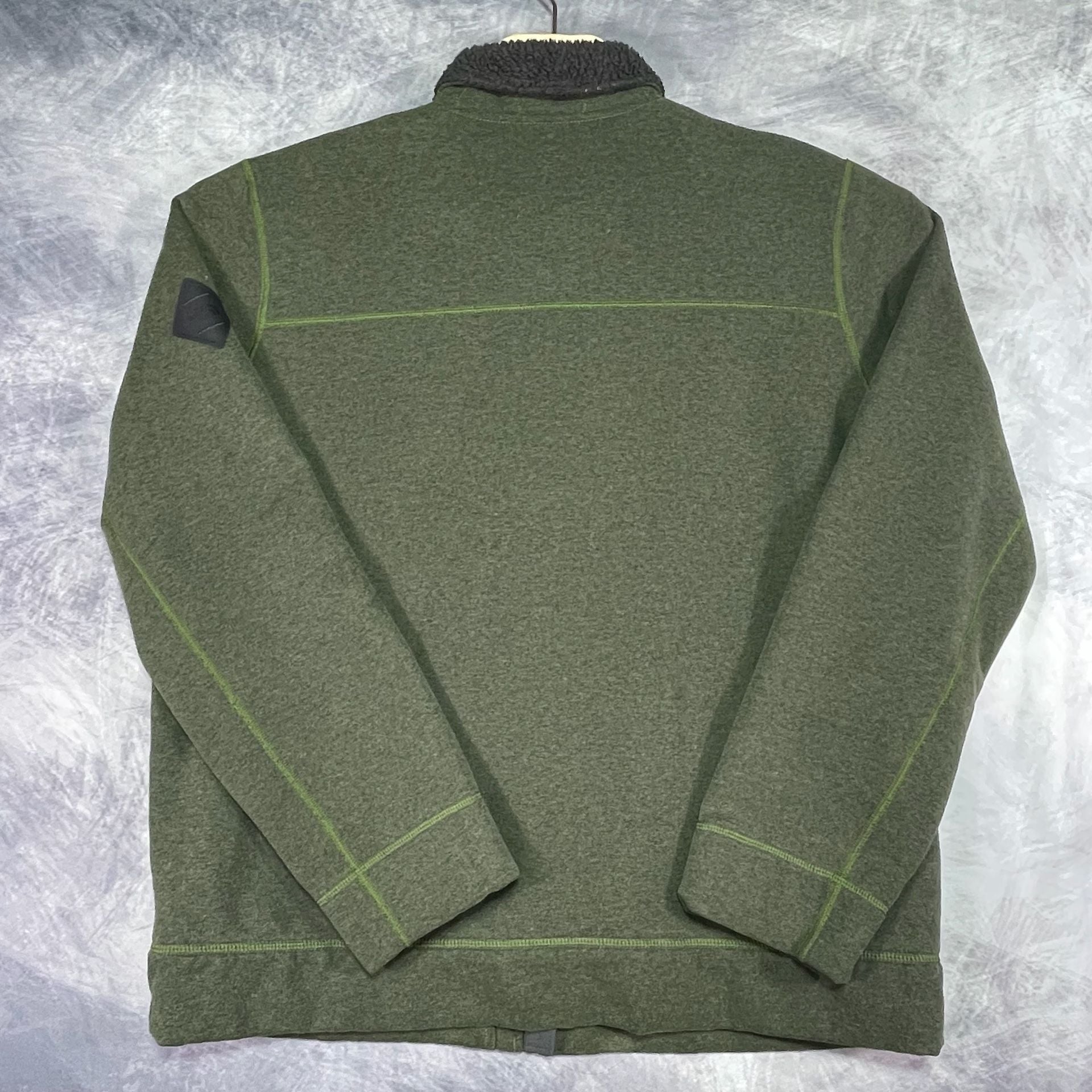 The North Face Fleece Jacket Size L Green Snap Zip Sherpa Lined 8