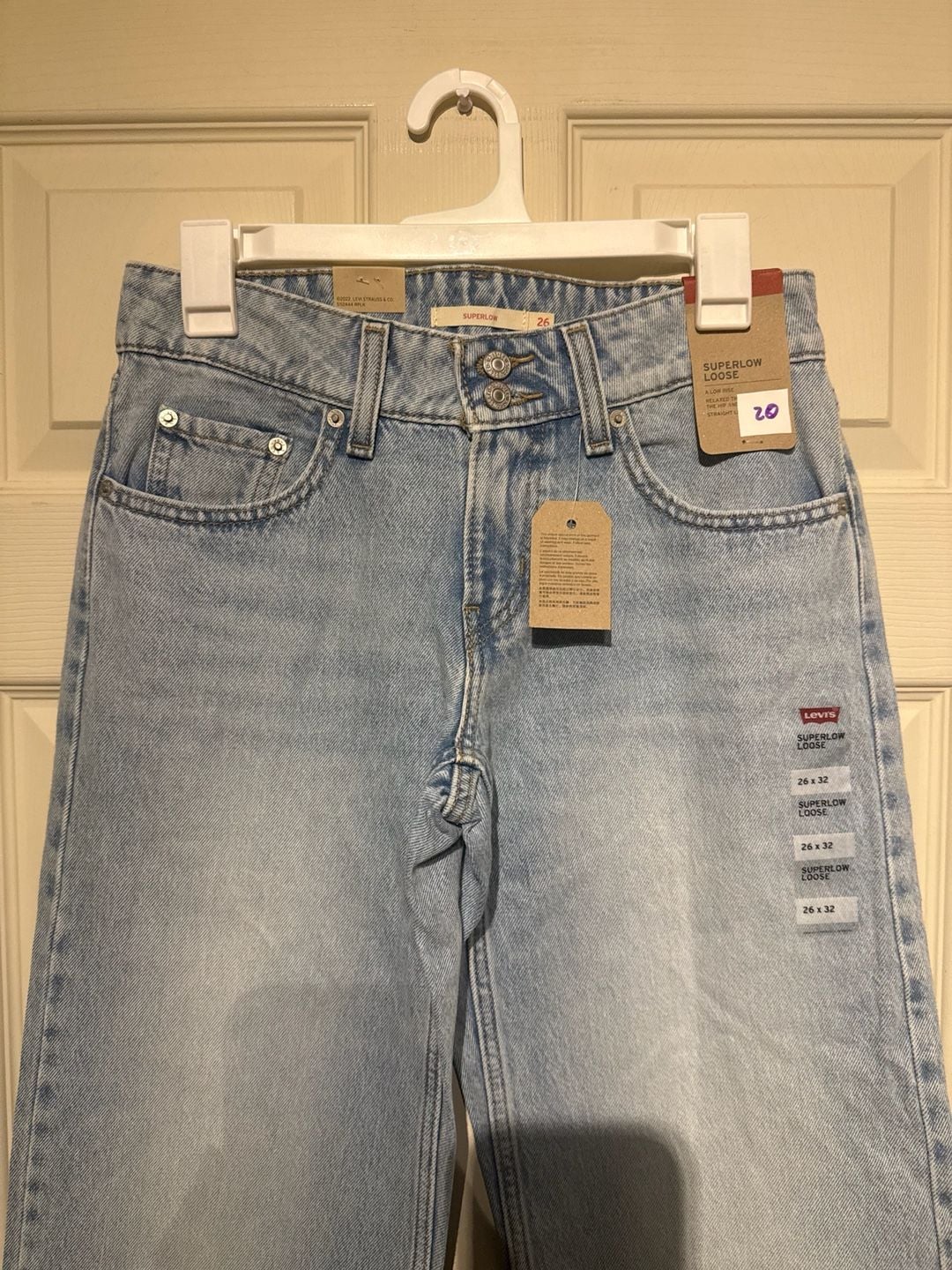 NWT Levi's Superlow Loose Jeans Size 26x32 Light Wash Denim 3