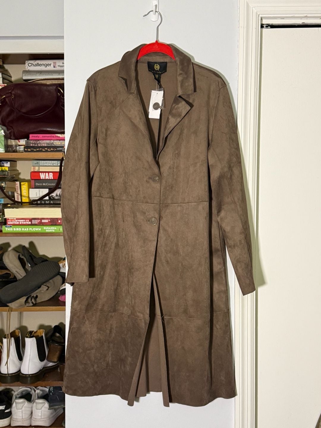 House Of Harlow 1960 Coat Size M Taupe Faux Suede Duster Jacket 2