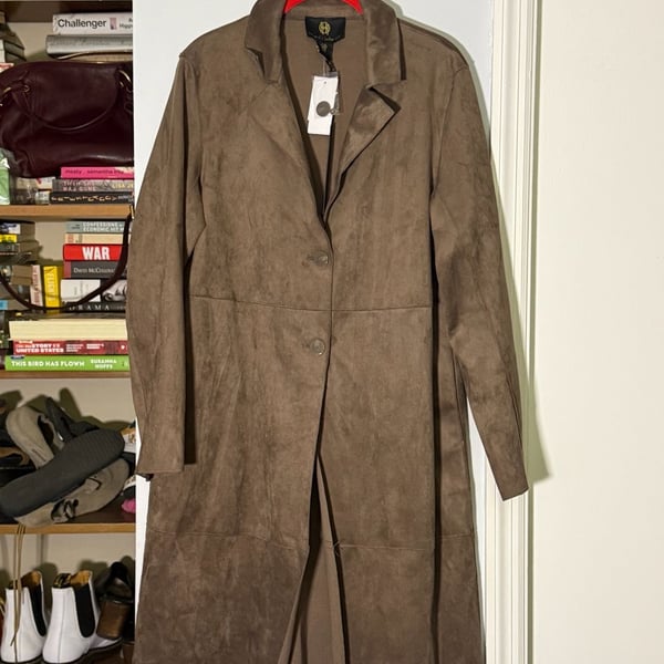 House Of Harlow 1960 Coat Size M Taupe Faux Suede Duster Jacket