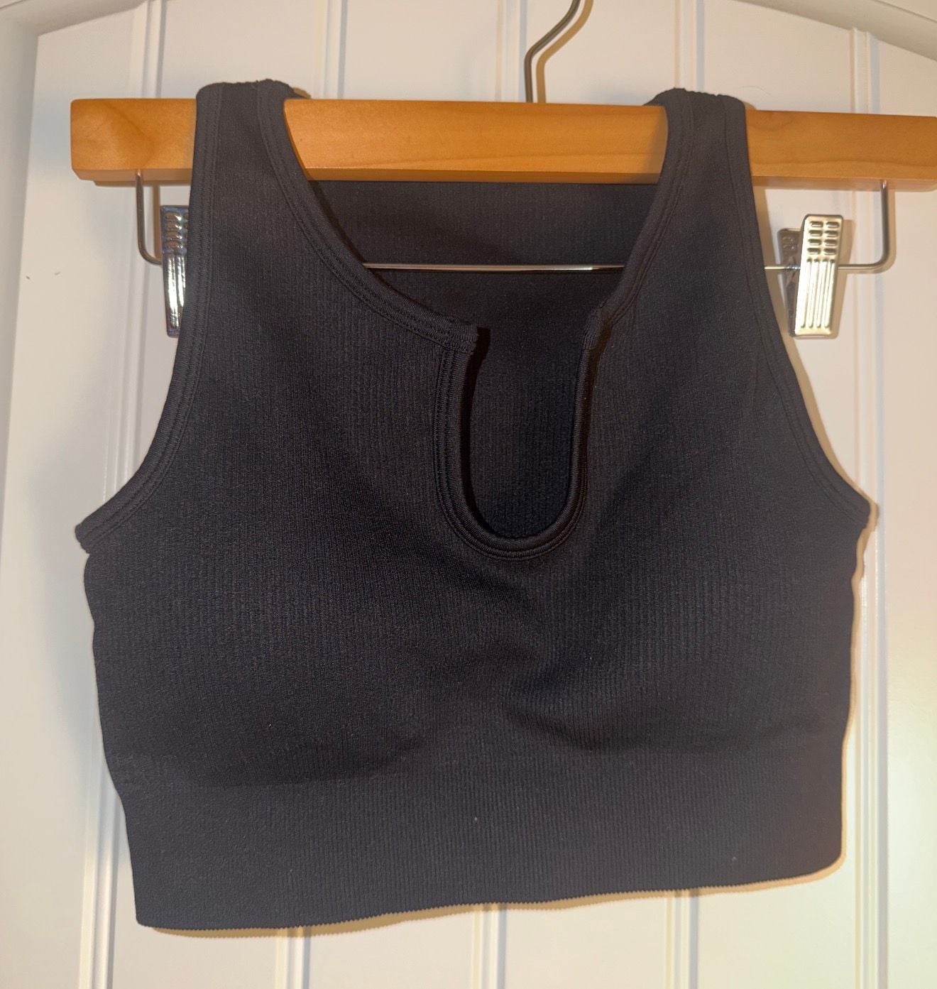 Seamless Ribbed Sports Bra Size M Black 3