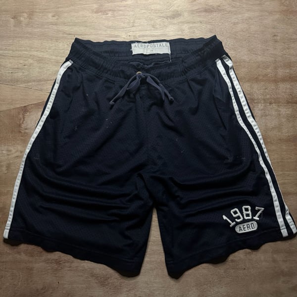 Aeropostale 1987 Navy Mesh Basketball Shorts Y2K Athletic Large