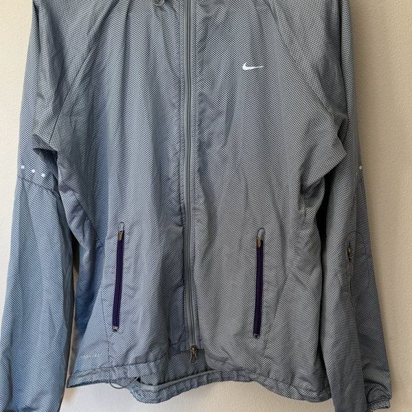 Women Nike Storm-Fit Windbreaker Jacket Gray Purple Hooded Full Zip