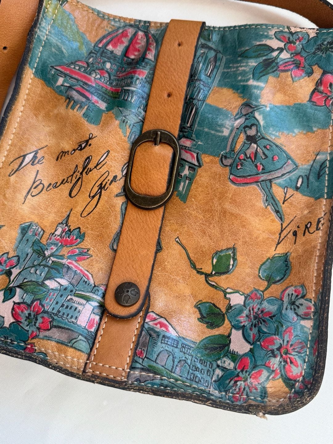 Patricia Nash Italian Leather Florence Floral Crossbody Bag Boho Y2K 3