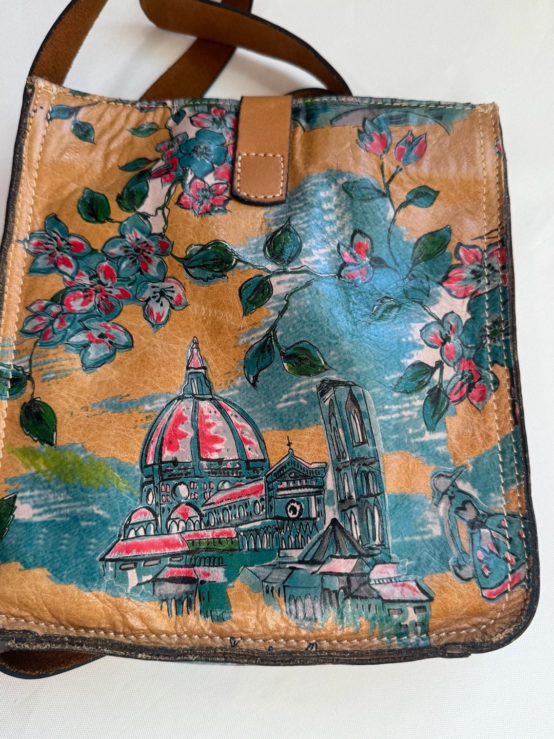 Patricia Nash Italian Leather Florence Floral Crossbody Bag Boho Y2K 4