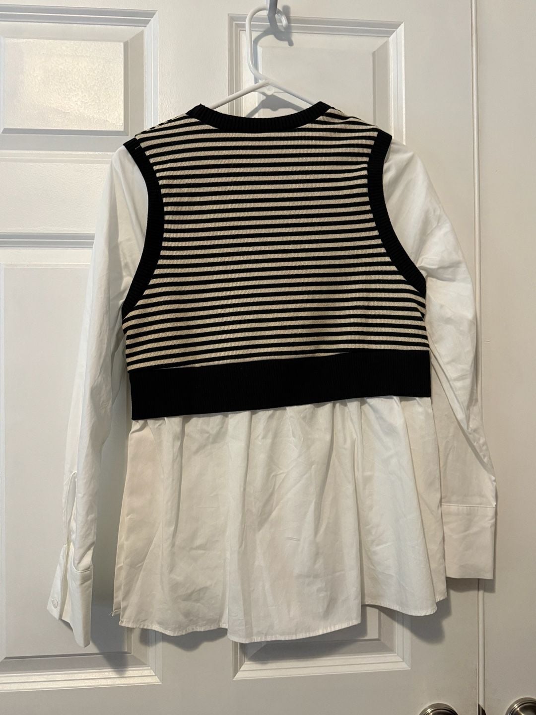 NWT Maeve Long-Sleeve Linen Twofer Sweater Vest Top Size Small 10