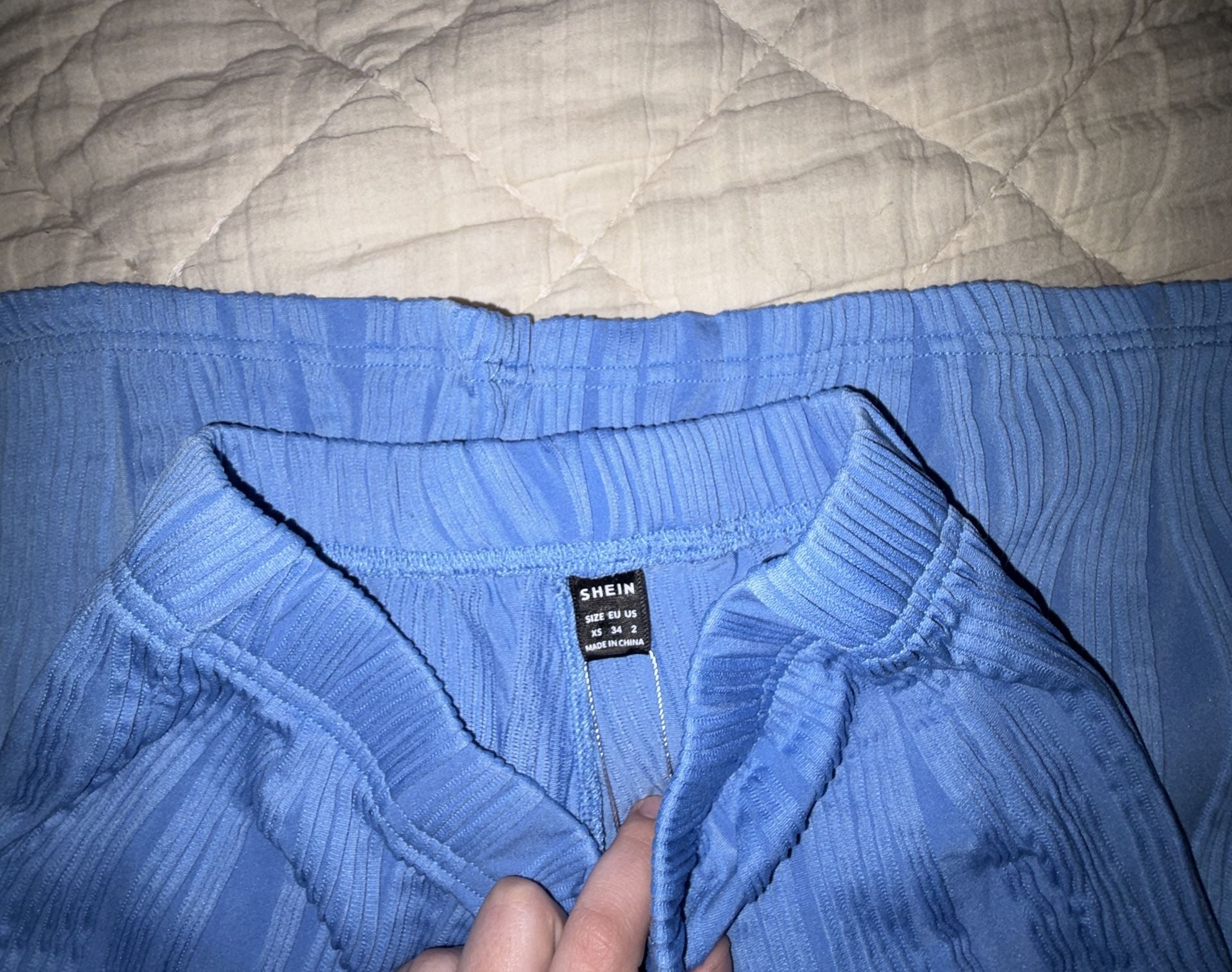 SHEIN Textured Flare Pants Size US 2 Blue 3
