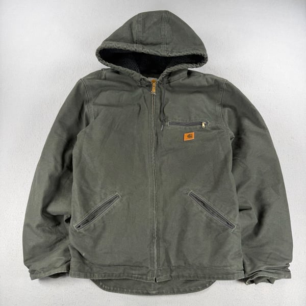 Vtg Carhartt J141 Sherpa Lined Sierra Jacket Size M Green
