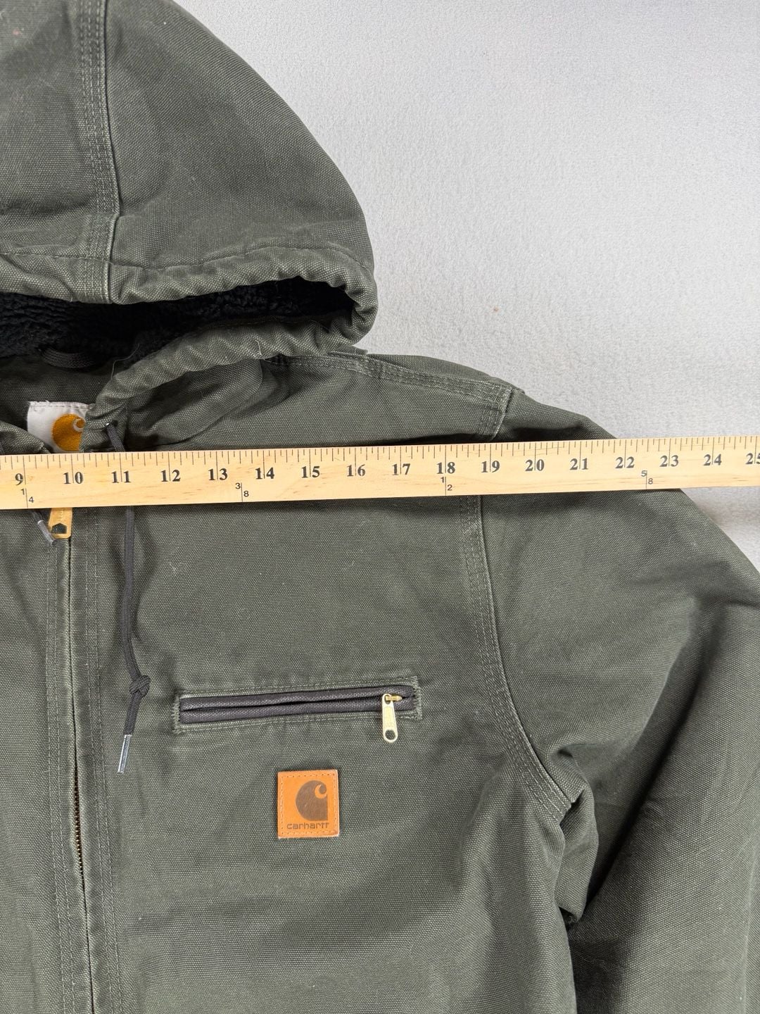 Vtg Carhartt J141 Sherpa Lined Sierra Jacket Size M Green 5