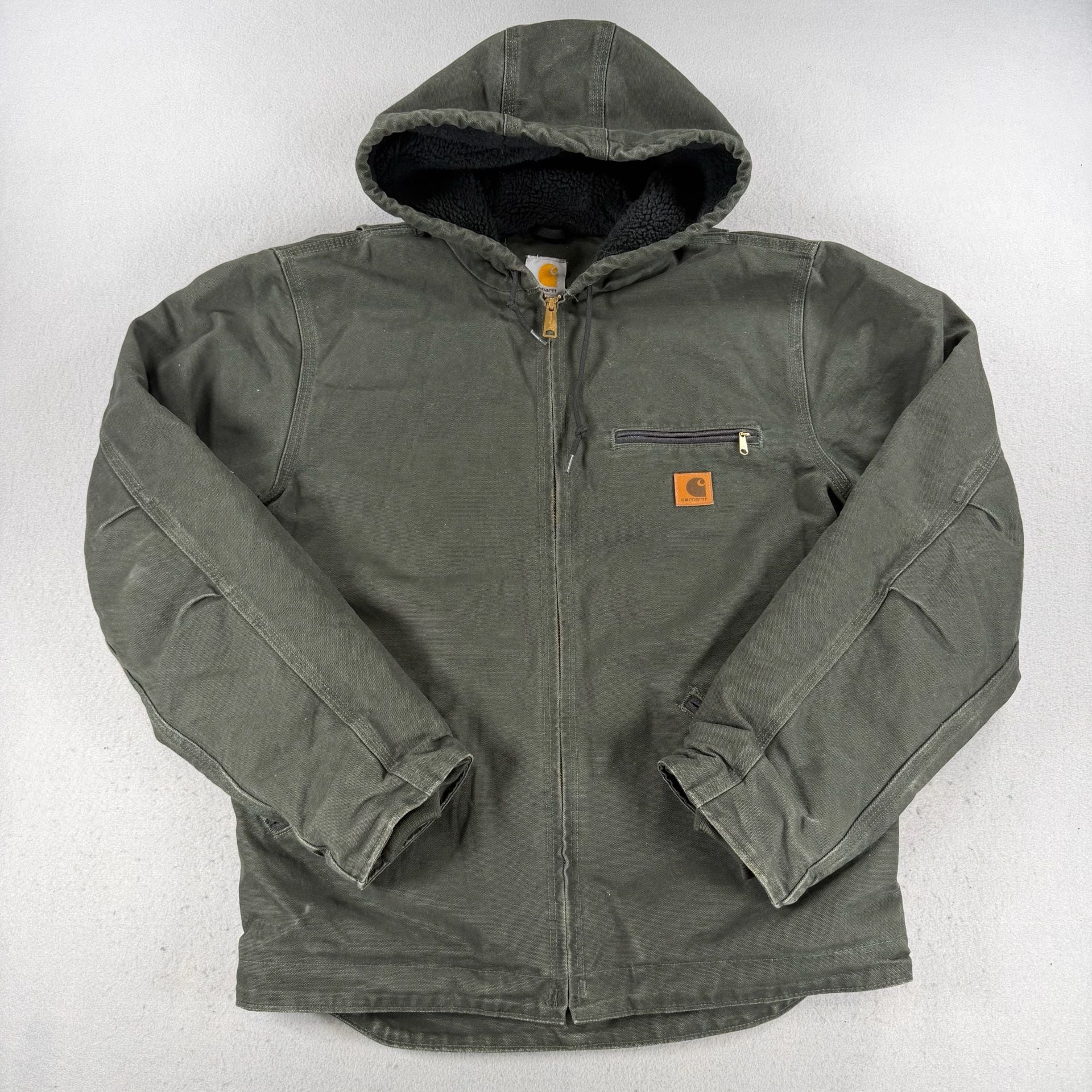 Vtg Carhartt J141 Sherpa Lined Sierra Jacket Size M Green 9