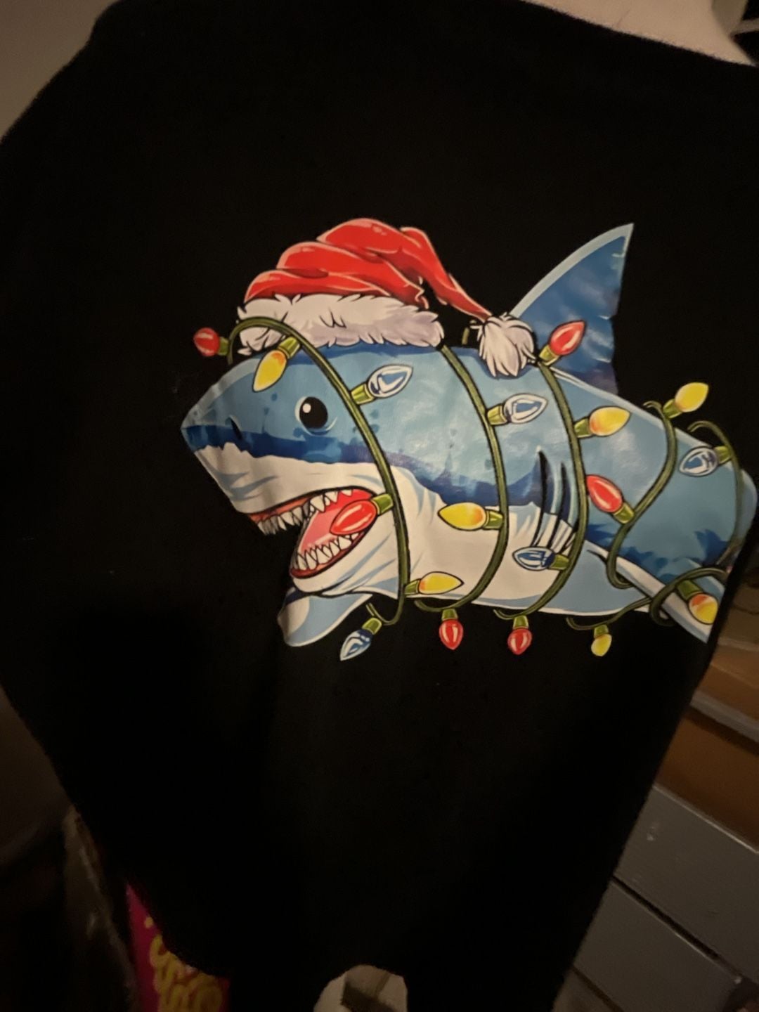 Christmas Shark Santa Hat Light T-Shirt Size 3XL 4