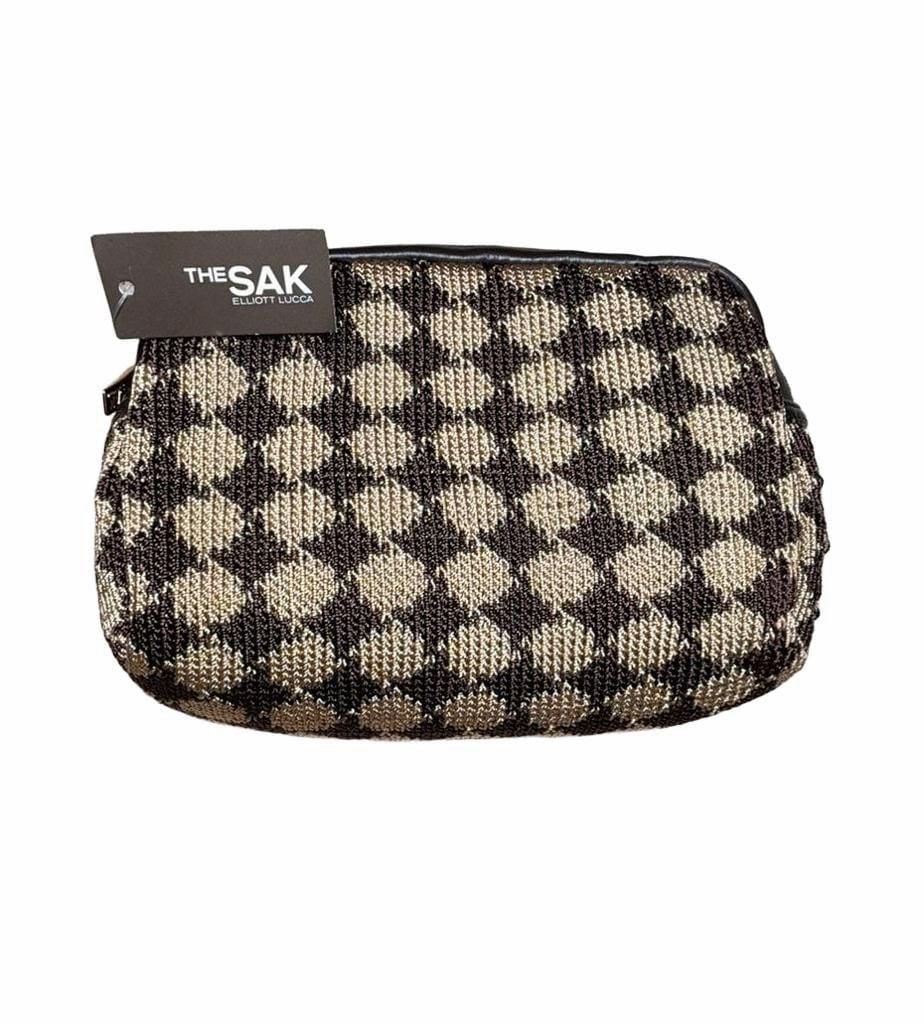 DEADSTOCK The Sak Crochet Cosmetic Bag Brown Black Checkered 2