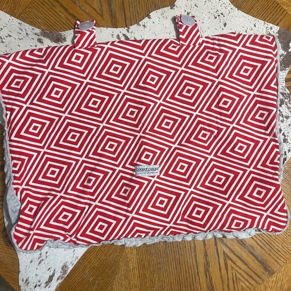 Carseat Canopy Jayden Red White Geometric Print Minky Cover