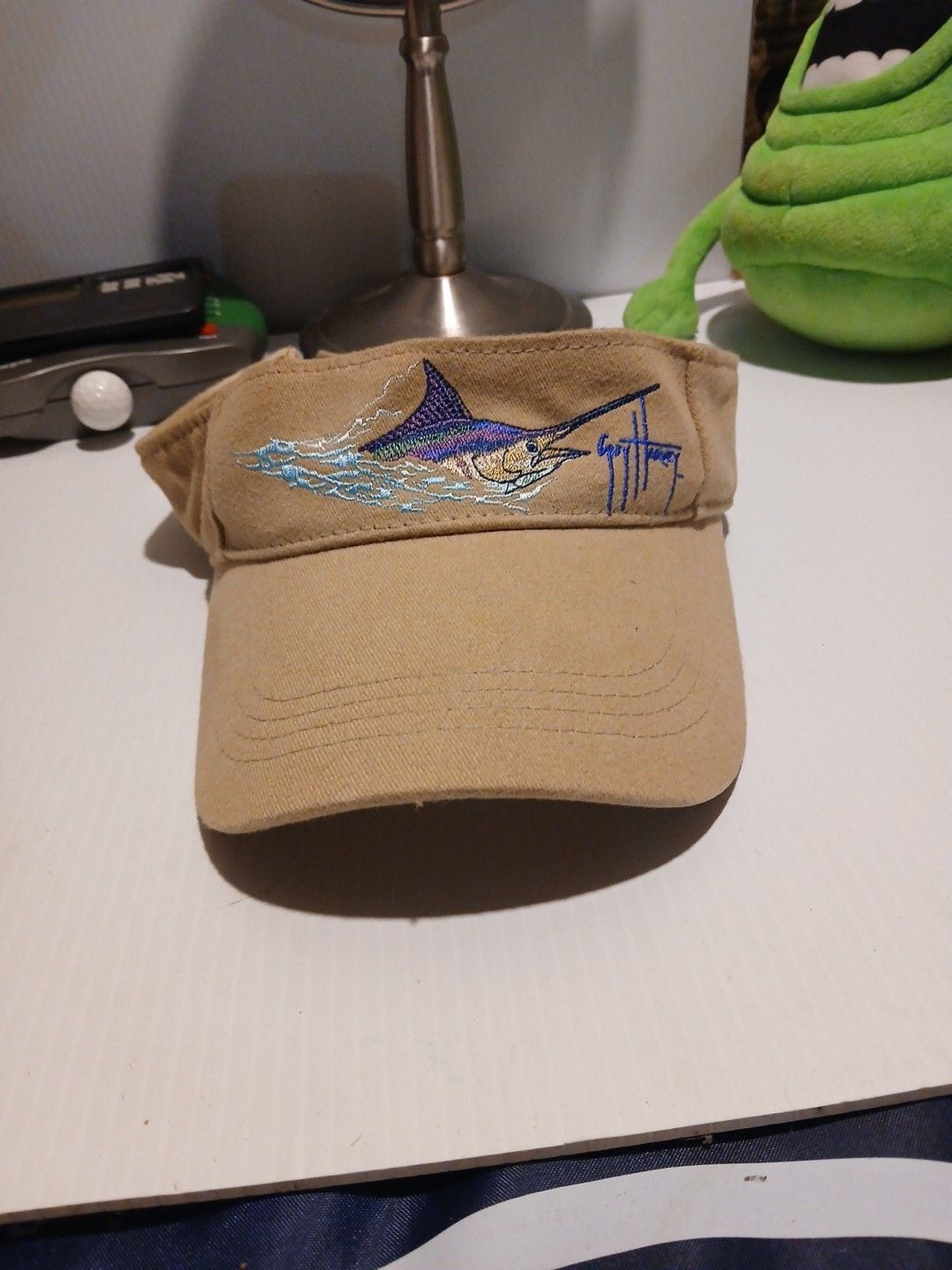 Guy Harvey Marlin Fish Visor One Size Fits All Khaki Cotton 2